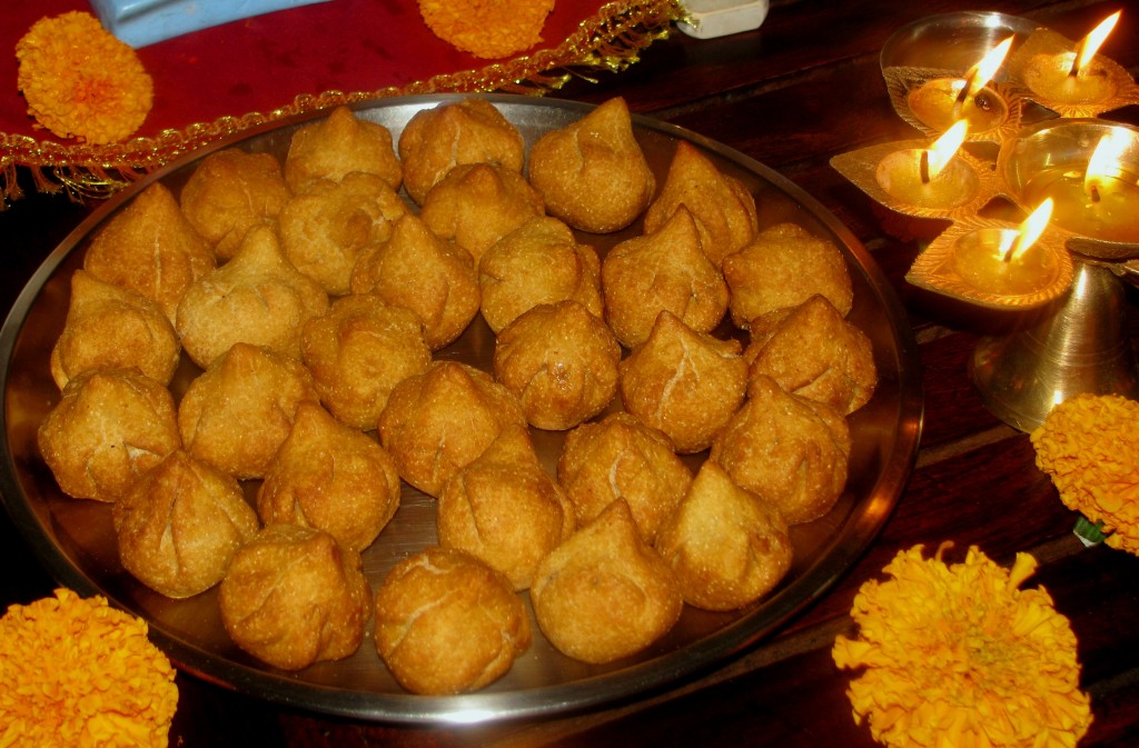 fried modak with coconut jaggery stuffing 