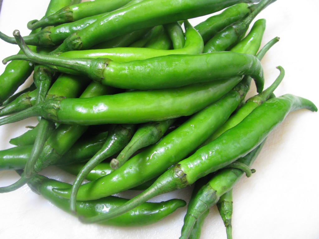 Thick green chillies for pickle 