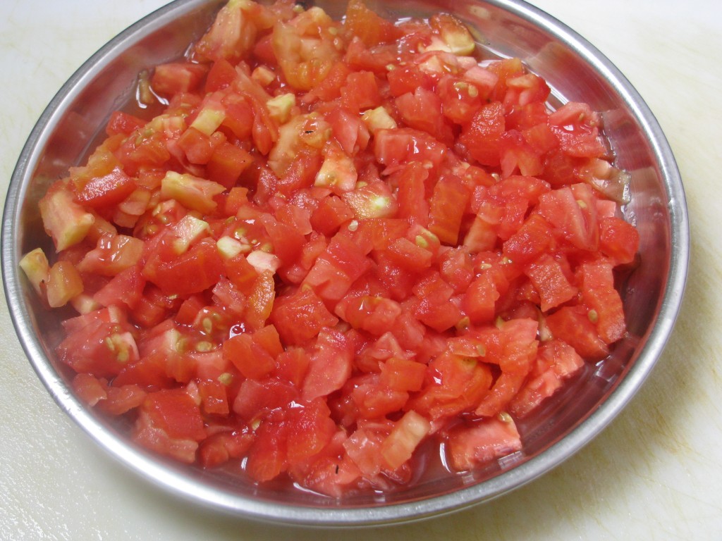 blanched chopped tomatoes for salsa or chutney